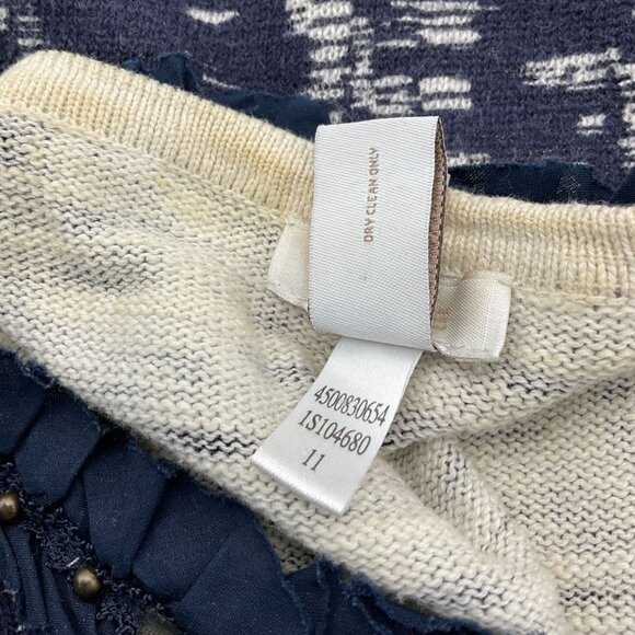 Chicos Intrigue Demi Cardigan Sweater Indigo Beaded Ruffle Trim Med - Picture 6 of 7